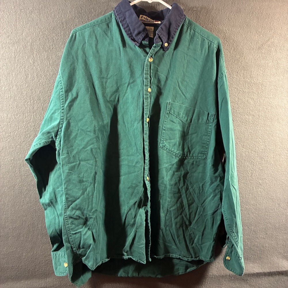 vtg men western shirt large Green Cotton Twill cowboy rodeo southwest aztec